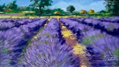 "Lavanda di Valensole" Pittura a olio impressionista contemporanea in Provenza