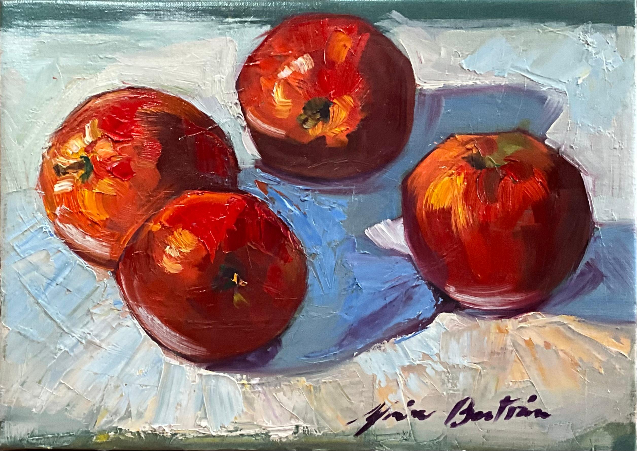 Still-Life Painting de Maria Bertrán - "Manzanas en la mesa" Bodegón impresionista contemporáneo al óleo