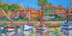 "Bandol From The Dock, " Impressionist Oil Of French Riviera by Maria Bertran