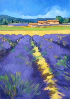 "Banon Lavender Field " Contemporary Impressionist Oil, Provence by Maria Bertran