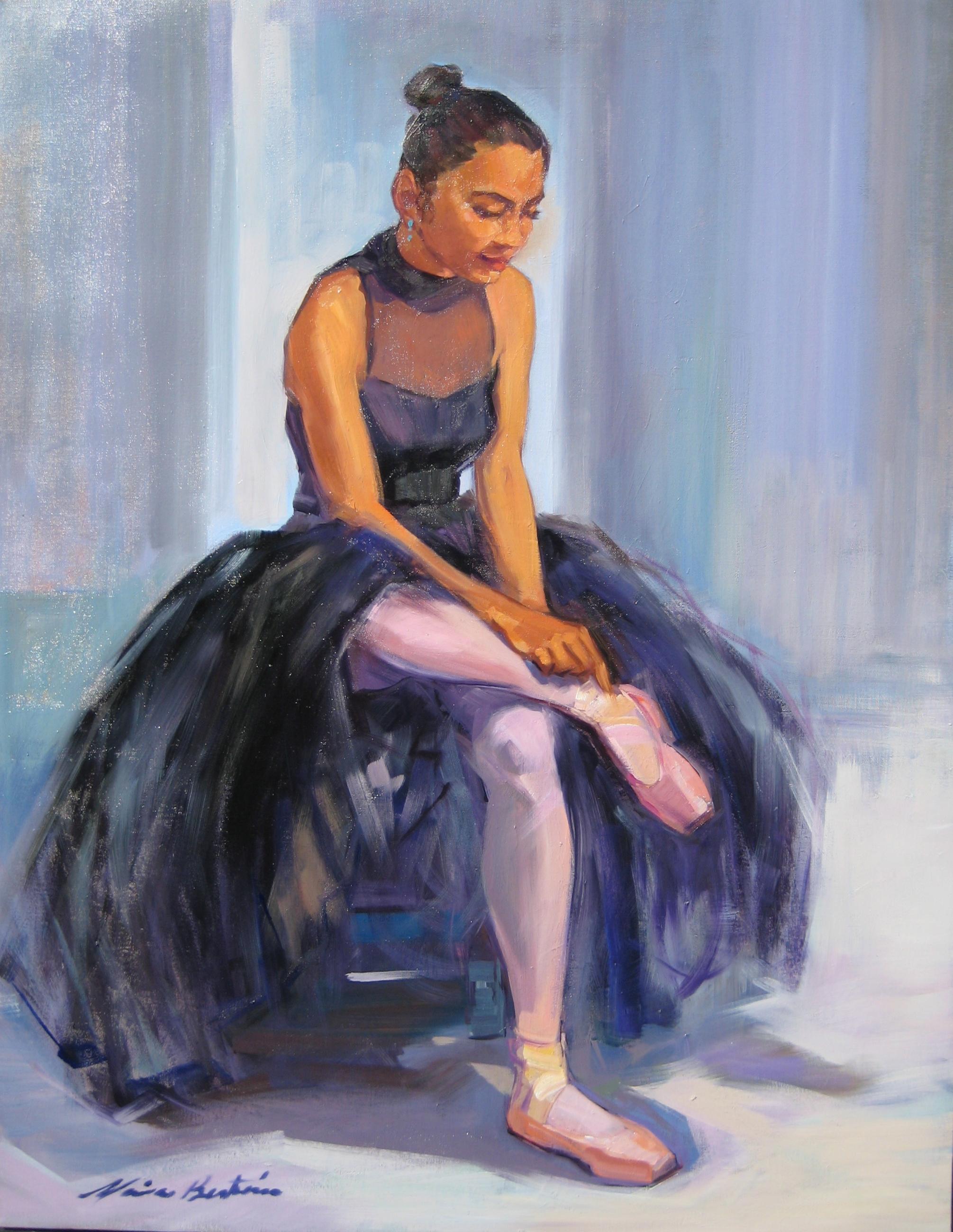 "Before The Dance" Large Impressionist Figure Oil Painting of Ballerina