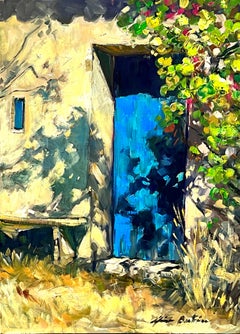 "Blue Door In The Shadows" Contemporary Impressionist Oil of Provence
