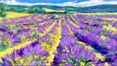 "Borie In Rows of Lavender " Contemporary Impressionist Oil of Provence