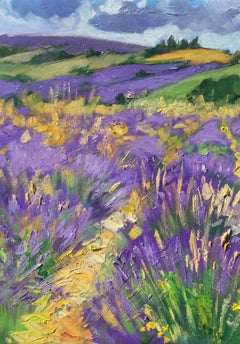 "Bright Lavender Fields In Ferrasier" Contemporary Impressionist Oil of Provence