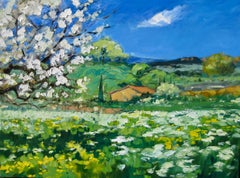 "Cabanon In Wildflower Field"  Modern Impressionist Oil Painting of Provence