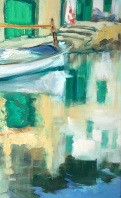 "Cala Figuera" Olio impressionista contemporaneo di Maiorca, Spagna