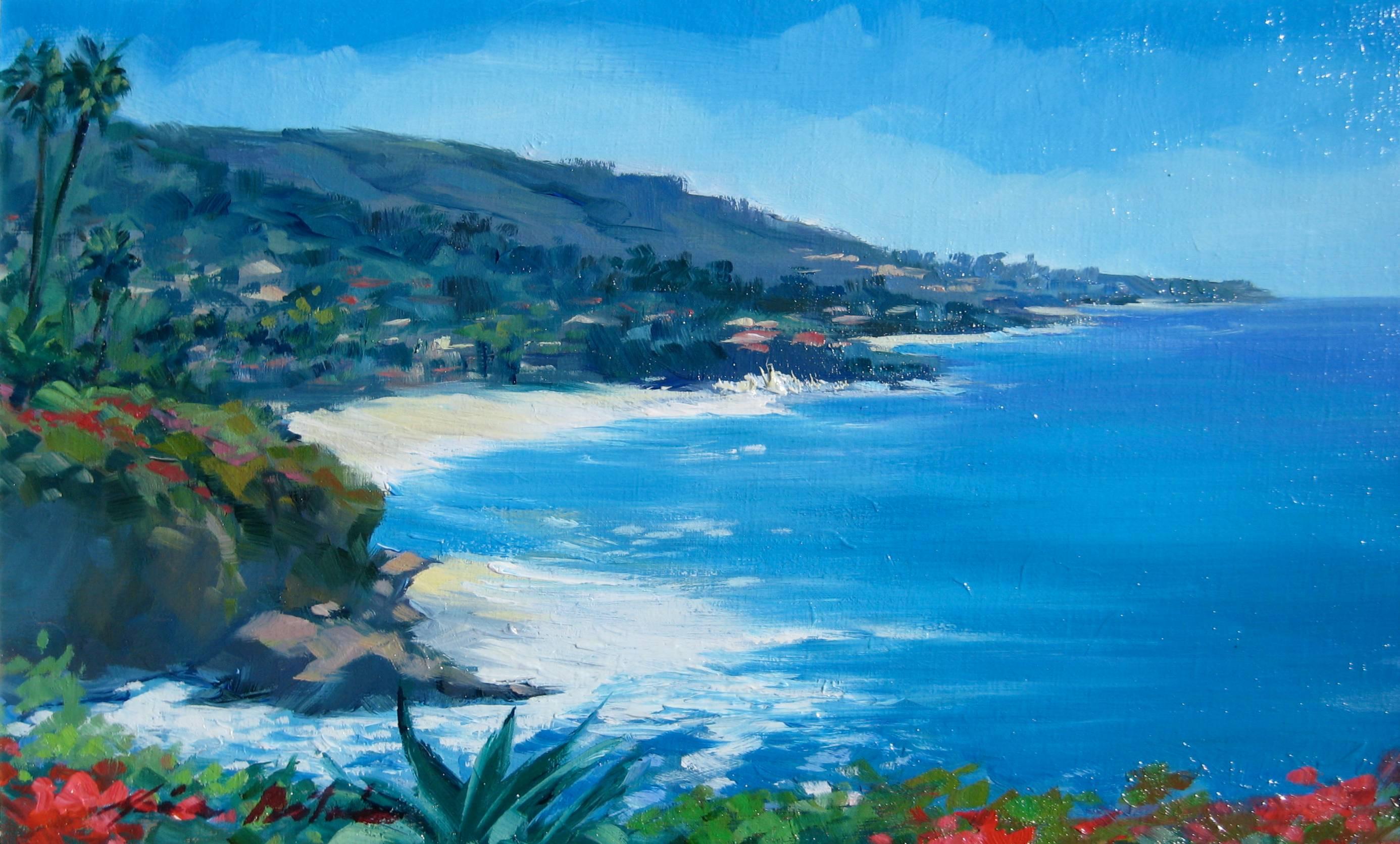 Maria Bertrán Landscape Painting - "Clear Winter Day" Modern Impressionist Laguna Beach Seascape by Maria Bertran