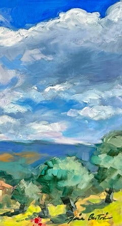 "Nubes en el Luberon" Óleo impresionista contemporáneo de la Provenza