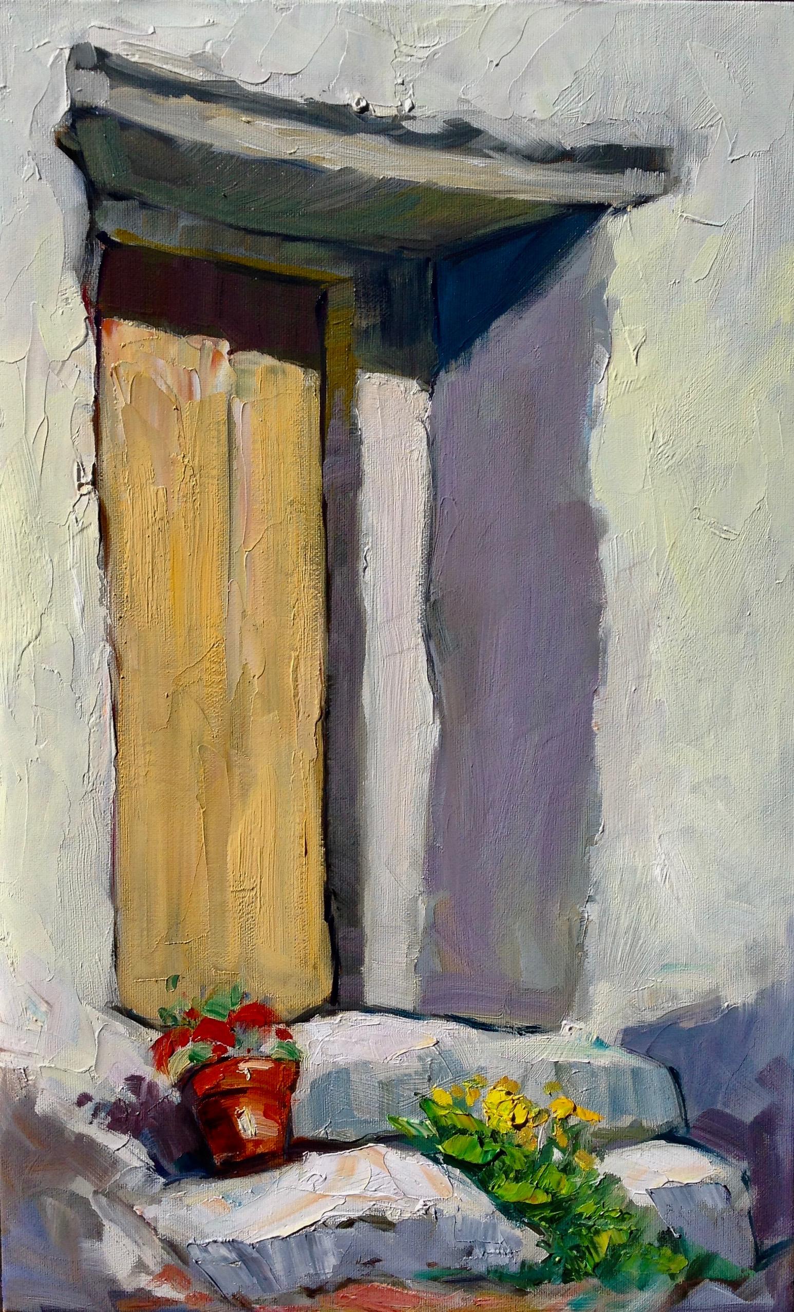Maria Bertrán Landscape Painting - "Door In Arenas" Contemporary Impressionist Oil Painting of Spain