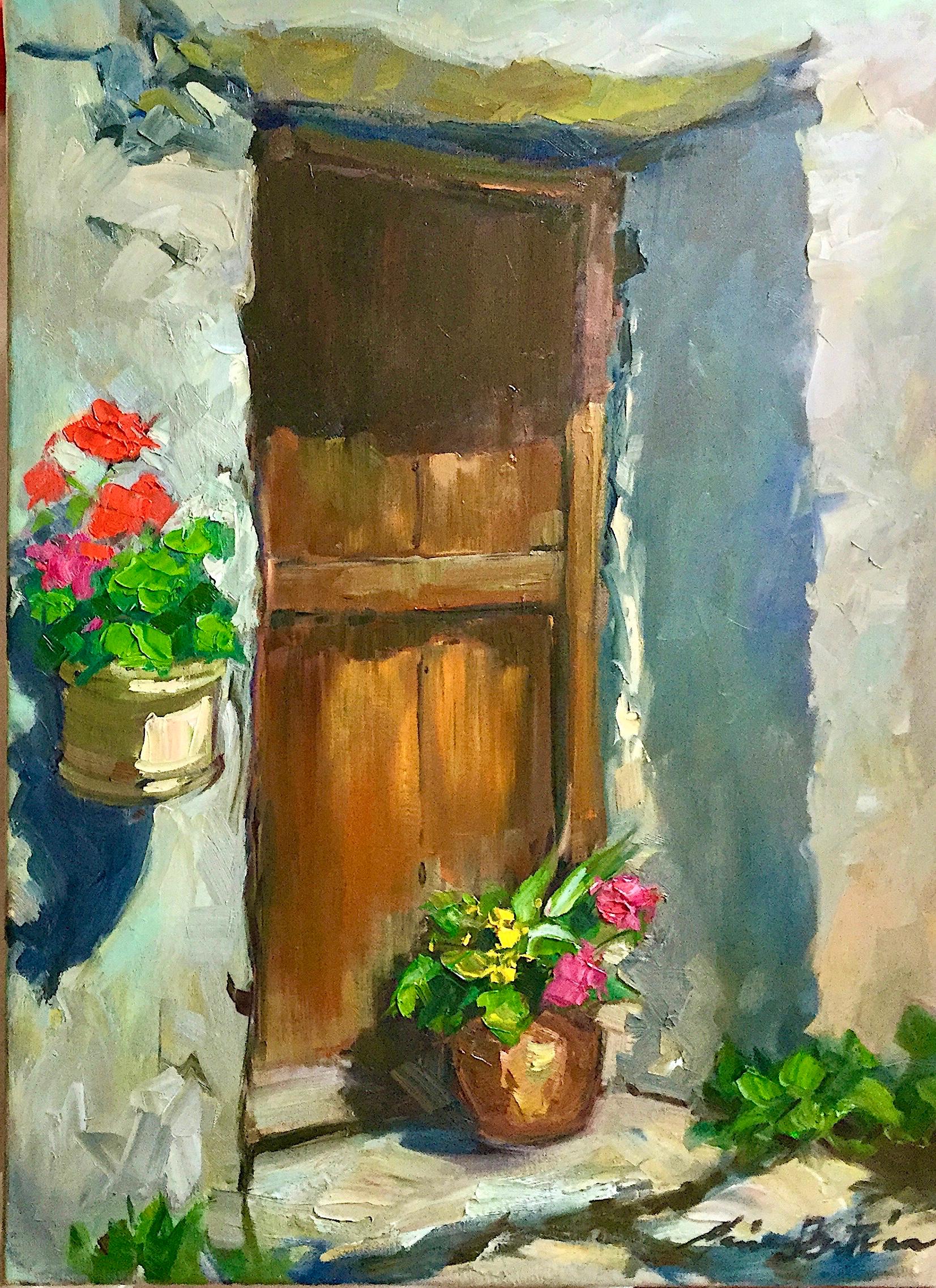 Maria Bertrán Landscape Painting – „Door In Chisarette“ Zeitgenössisches impressionistisches Ölgemälde der französischen Alpen, „Door In Chisarette“