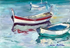 "Fishing Boat Reflections"  Contemporary Impressionist Oil Of Provence Coast