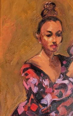 "Flamenco Dress" Impressionist Figure Oil Painting of Dancer