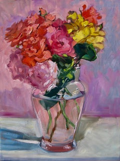 "French Rose Bouquet" Contemporary Impressionist Still Life by Maria Bertran
