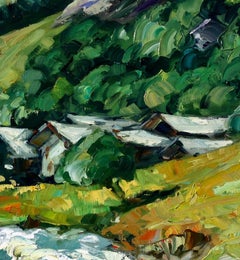 "Glacier Stream In French The Alps"  Modern Impressionist Oil Painting of France