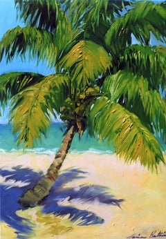 "Golden Palm Shadows" Contemporary Impressionist Oil of Florida Keys