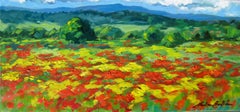 "Golden Poppy Field"  Contemporary  Impressionist Oil Painting of Provence