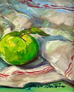 "Green Apples" Contemporary Impressionist Still Life Oil