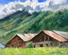 "High Village In The Alps"  Modern Impressionist Oil Painting of France