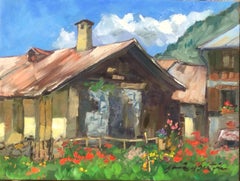 "House In Champigny"  Contemporary Impressionist Oil Painting of French Alps