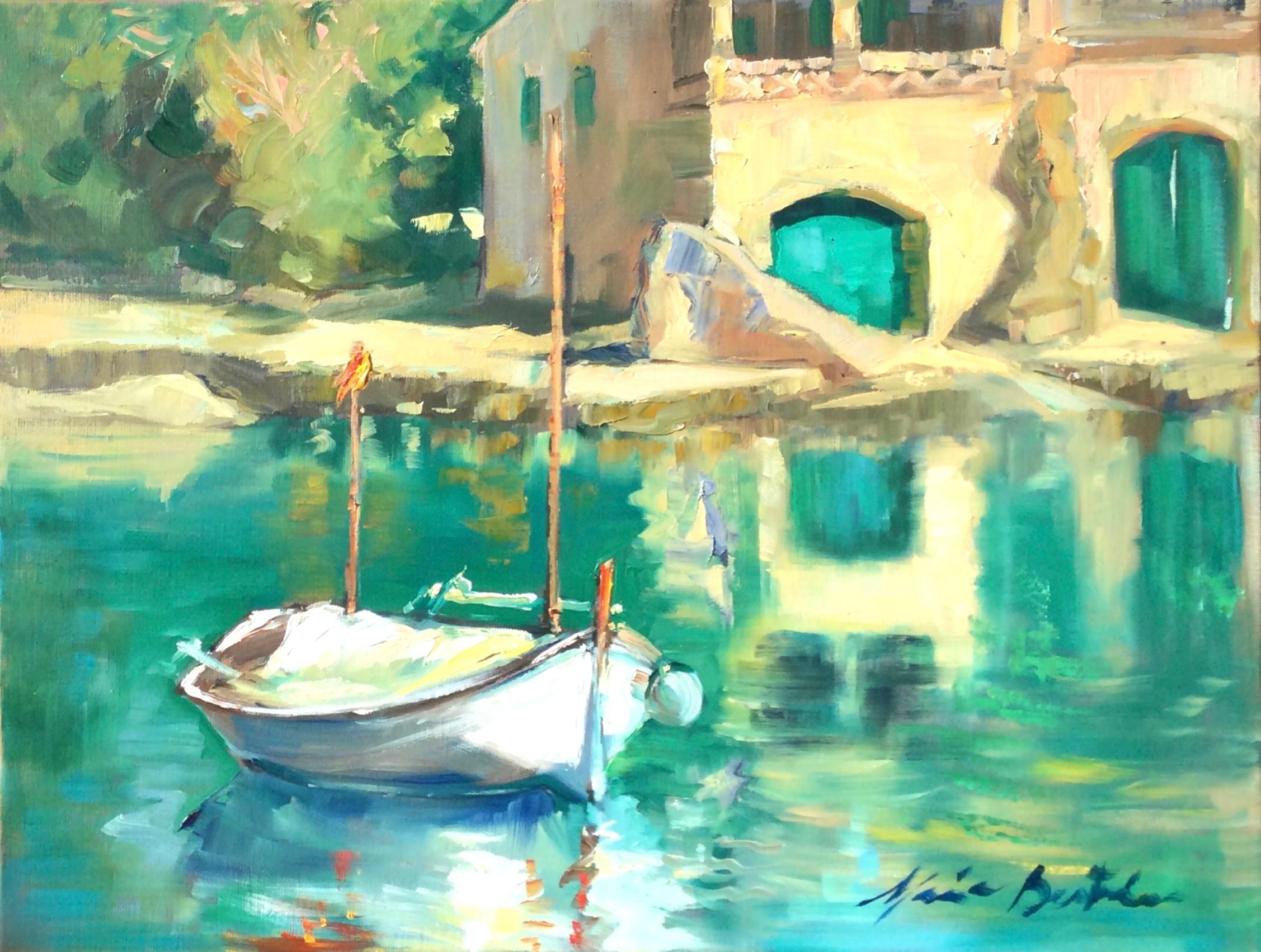Maria Bertrán Landscape Painting - "In Cala Bora" Contemporary Impressionist Oil Of Mallorca, Spain