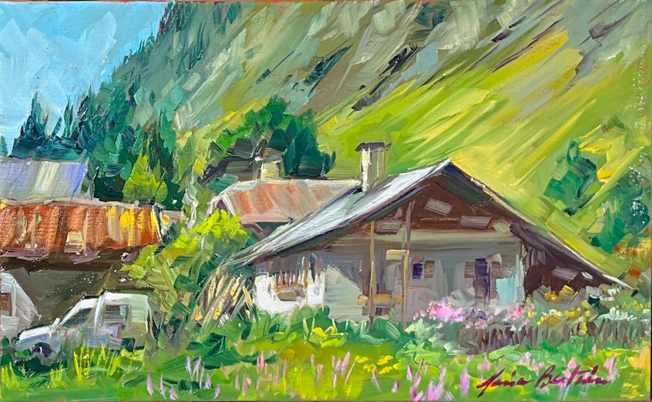 Landscape Painting de Maria Bertrán - "La Chisarette, Parque de la Vanoise"  Impresionismo contemporáneo de los Alpes franceses