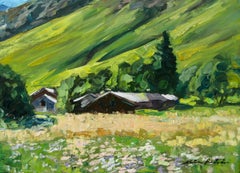"Laisannay Village"  Contemporary Impressionist Oil of French Alps 