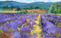 "Lavender and Blue Flowers"  Impressionist Oil In Provence by Maria Bertran