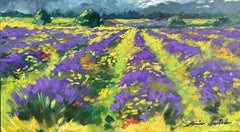 "Lavendel und gelbe Blumen" Zeitgenössisches impressionistisches Öl aus der Provence