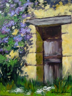 "Lilacs By The Door  Modern Impressionist Oil Painting of Spain