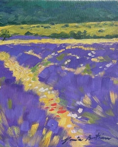 "Oak Tree Lavender Field" Contemporary Impressionist Oil of Provence