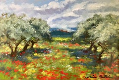 "Olive Trees In The Luberon" Contemporary Impressionist Oil of Provence