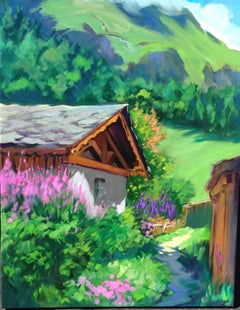 "Path In The Alps" Modern Impressionist Oil of French Alps by Maria Bertran