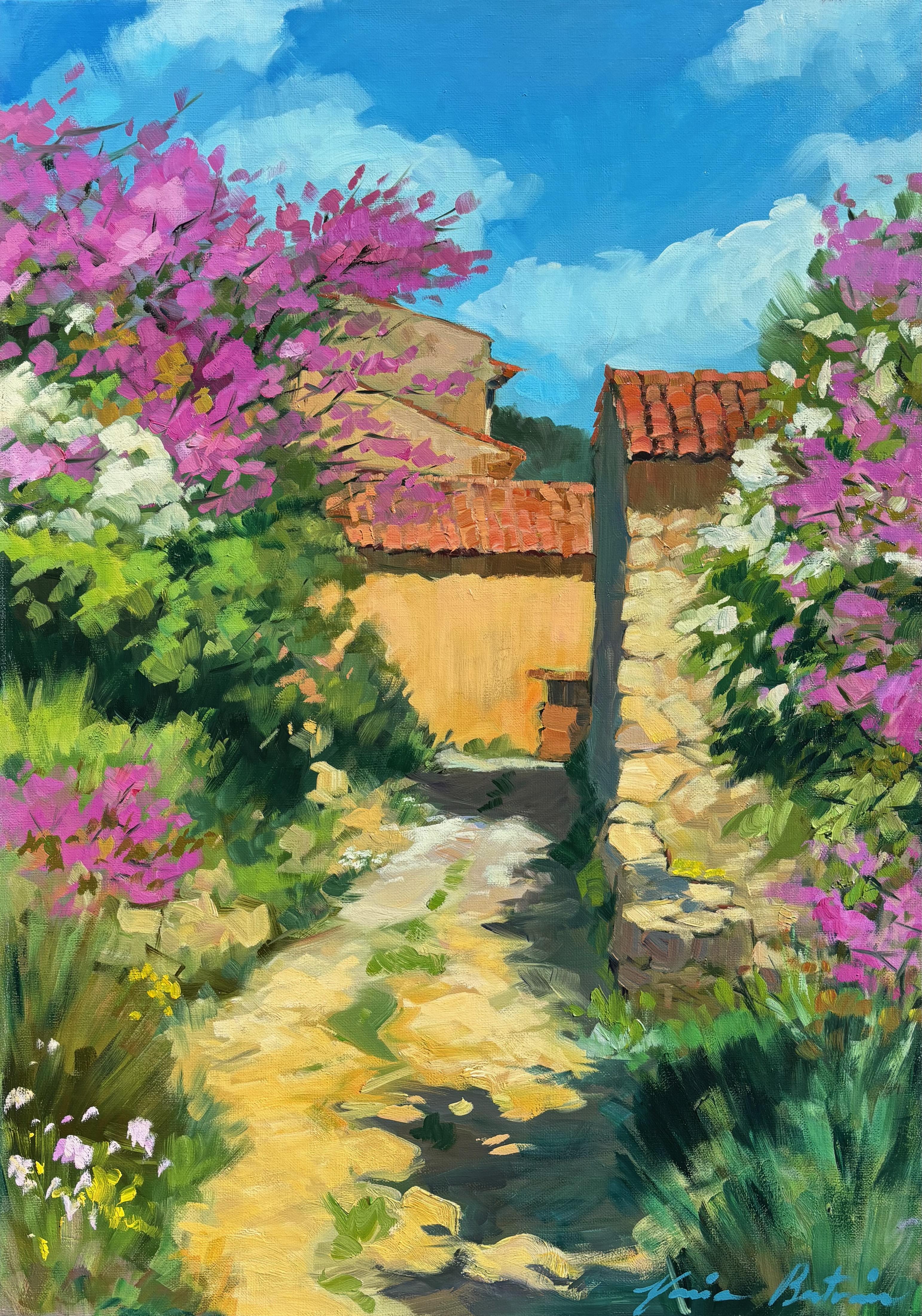 Landscape Painting de Maria Bertrán - "Camino a Les Grand Clements" Óleo impresionista contemporáneo de la Provenza