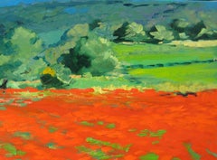 "Poppies By The Woods" Contemporary Impressionist Oil of Provence