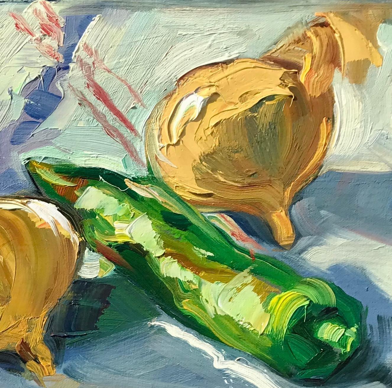 Nature morte impressionniste contemporaine à l'huile « Légumes du marché provincial » - Post-impressionnisme Painting par Maria Bertrán