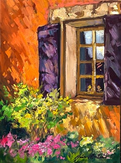"Provencal Window" Zeitgenössisches impressionistisches Öl aus Frankreich
