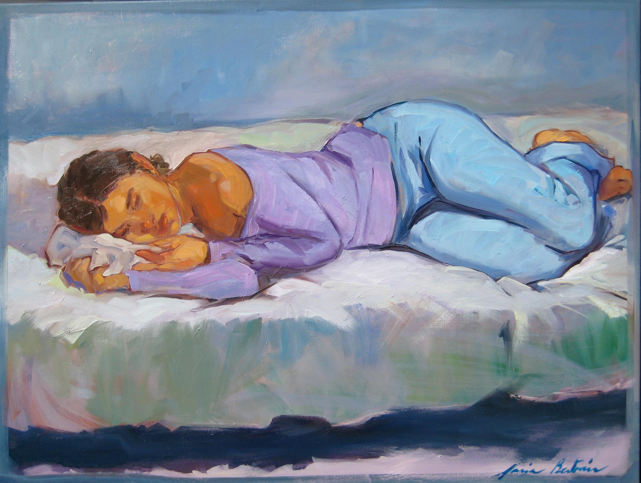Maria Bertrán Landscape Painting - "Purple Top" Large Modern Impressionist Figure Oil Painting