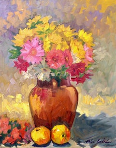 "Primavera floral mixta" Bodegón impresionista contemporáneo al óleo