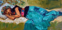 "Tahitian Headdress" Contemporary Impressionist Figure Oil Painting