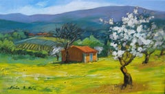 « Le début du printemps »  Peinture impressionniste de Provence de Maria Bertran