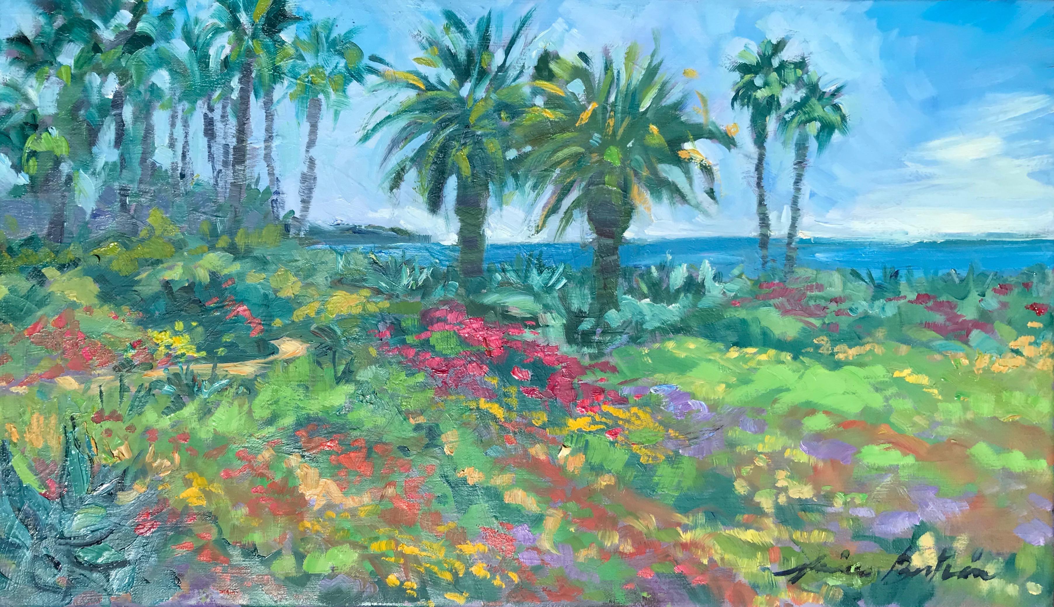 Maria Bertrán Landscape Painting - "Treasure Island Park" Contemporary Impressionist Laguna Beach Seascape