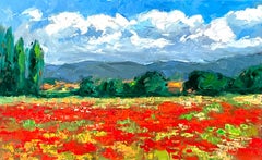 "Vaucluse Poppy Field" Contemporary Impressionist Oil of Provence