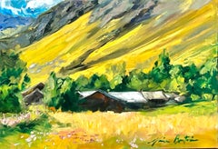 Village de Laisonnay   Peinture à l'huile impressionniste contemporaine des Alpes françaises