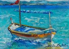 "Windy Day In Port Le Brusc" Contemporary  Impressionist Oil Of French Riviera