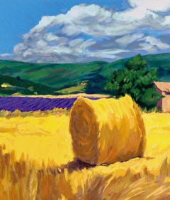 "Hayrolls In The Lavender"  Contemporary Impressionist Serigraph of Provence