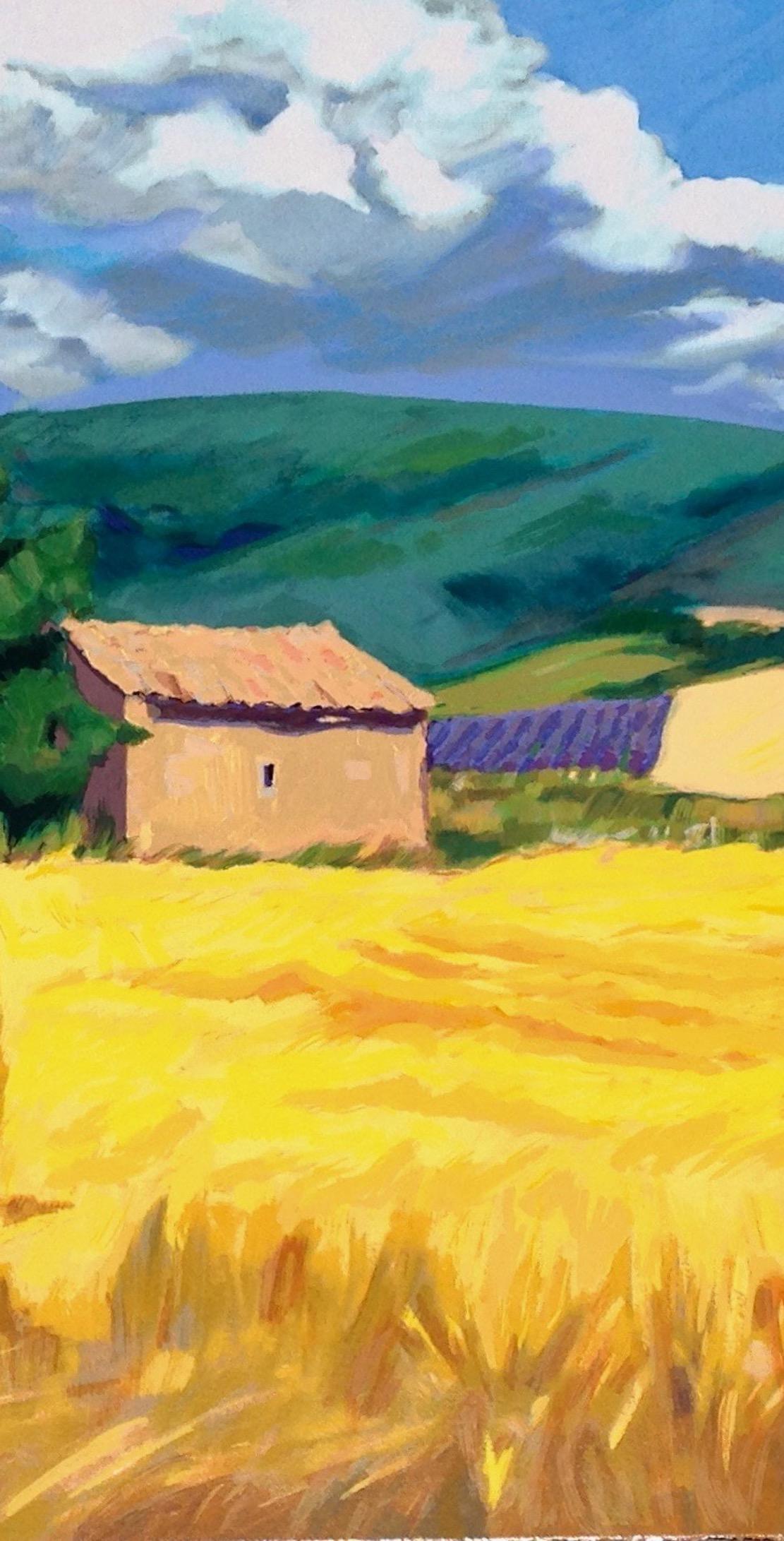 „Hayrolls In The Lavender Field“  Modern-impressionistische Serigrafie der Provence (Post-Impressionismus), Print, von Maria Bertrán