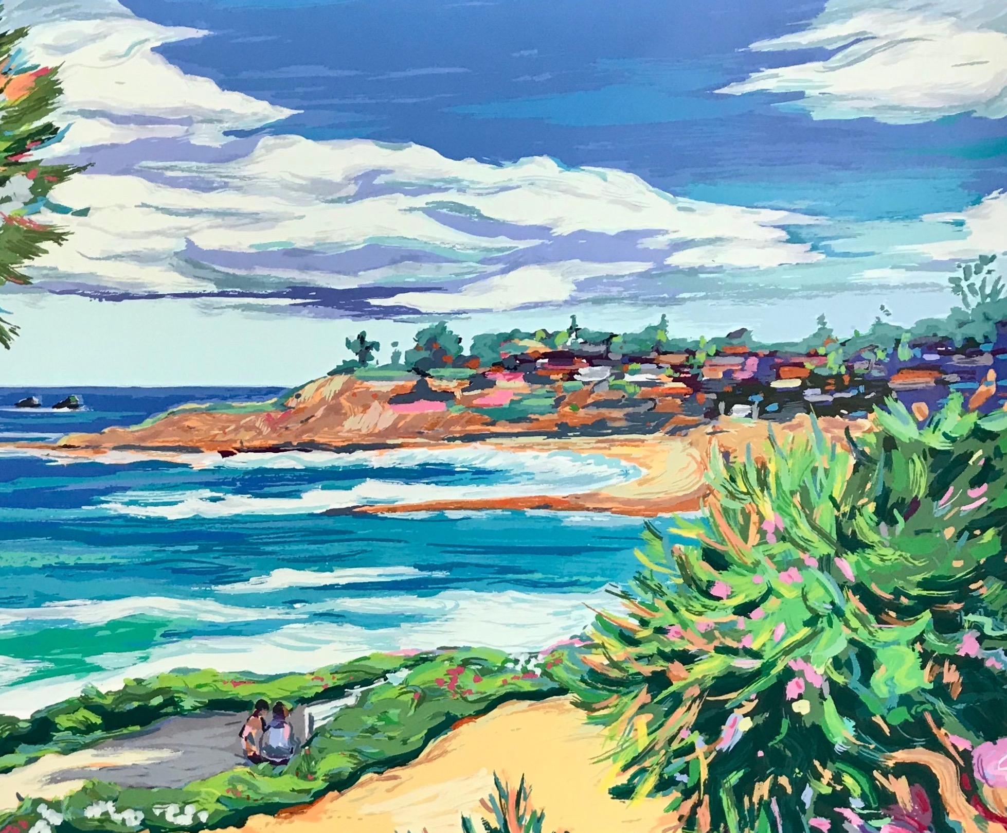 Serigraphie impressionniste contemporaine de Laguna Beach « Laguna Vista » - Post-impressionnisme Print par Maria Bertrán
