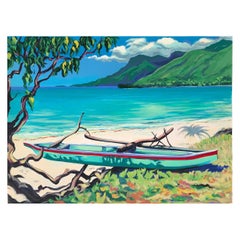 "Moorea"  Zeitgenössische impressionistische Serigrafie von Tahiti