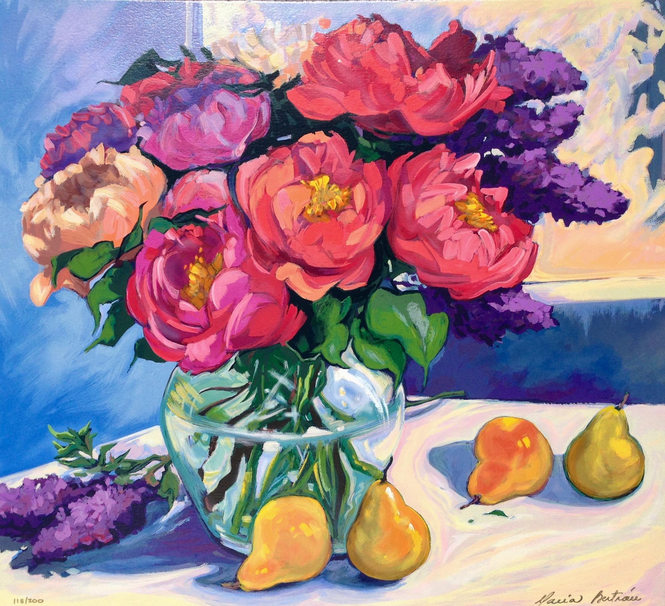 « Les couleurs du printemps  Sérigraphie florale impressionniste contemporaine 