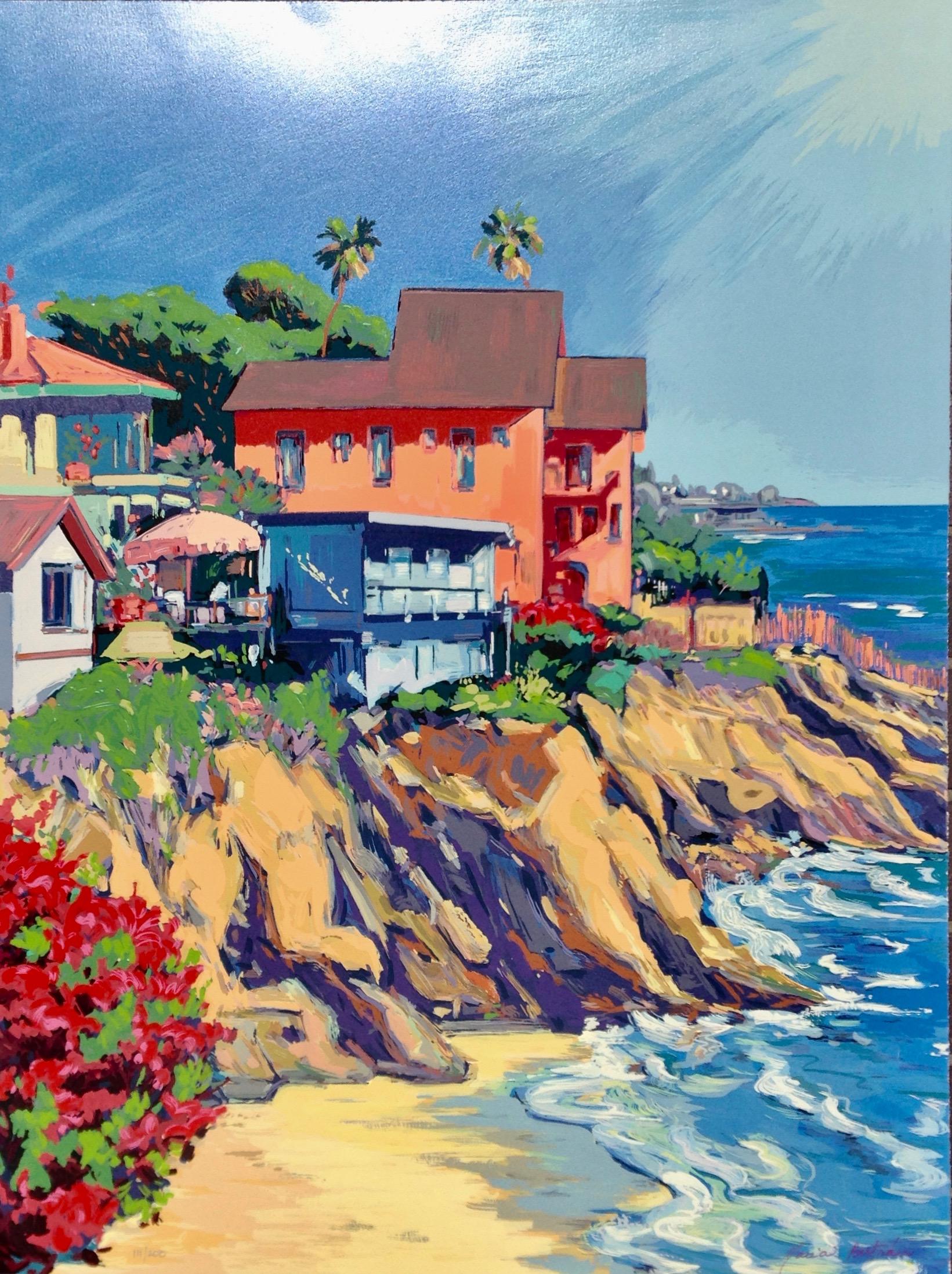 Maria Bertrán Landscape Print - "Woods Cove" Contemporary Impressionist Serigraph of Laguna Beach